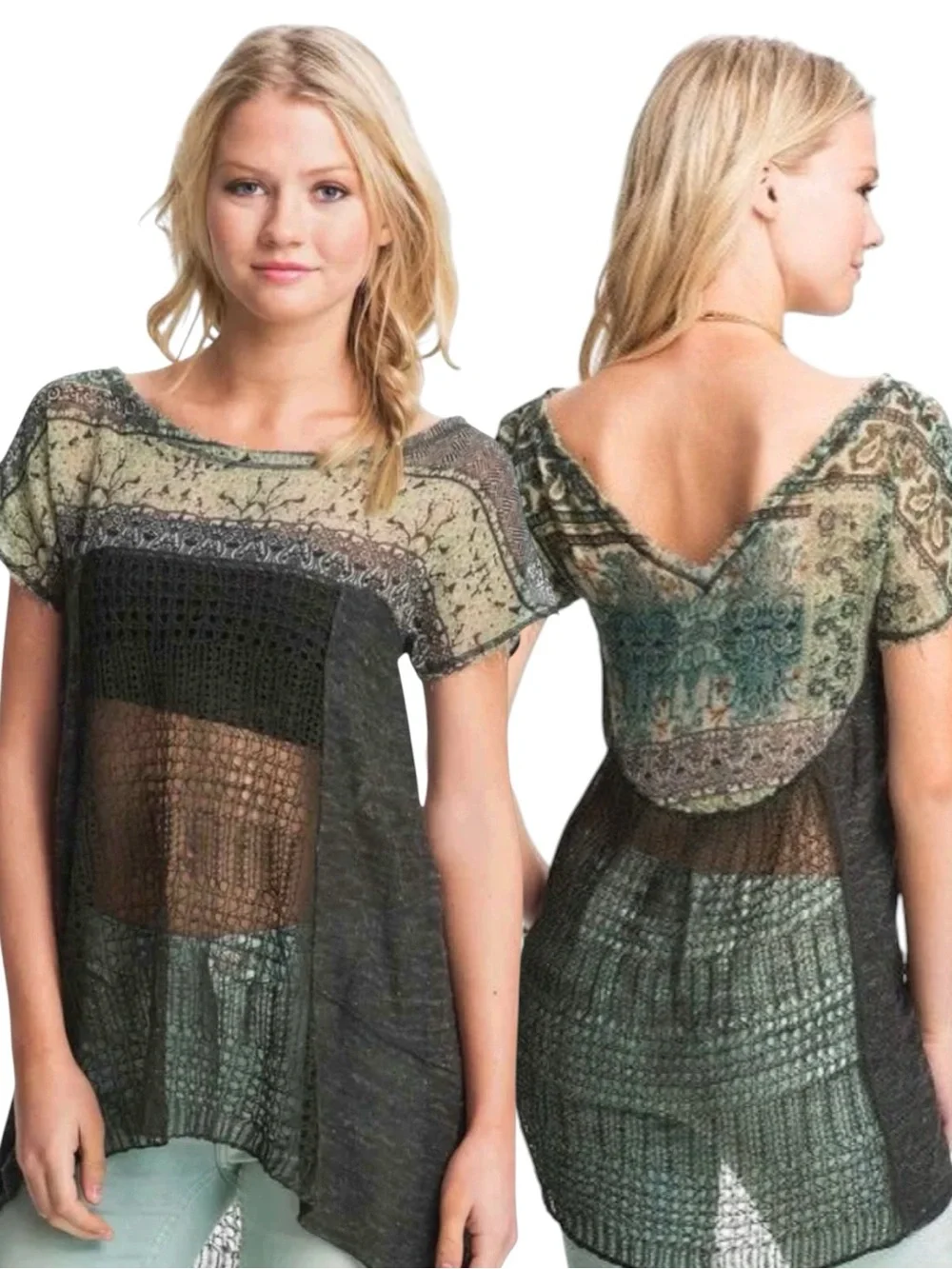 Free People • Pieced Floral Print Tunic || Medium